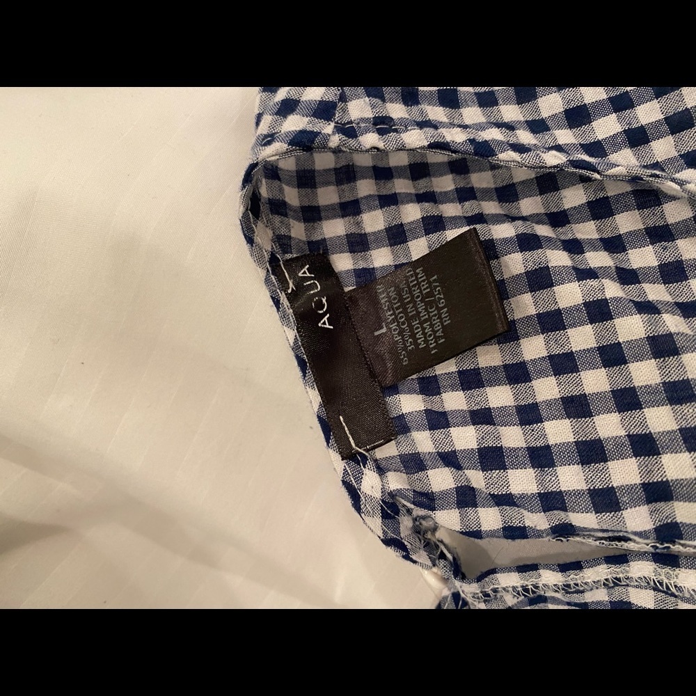 Aqua Pleated Gingham Blouse​​ - Picture 4 of 4